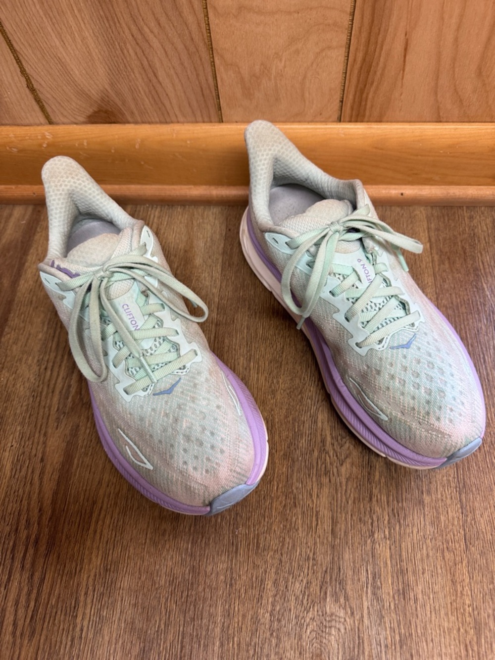Hoka Women's Running Shoes in Mint Green and Lavender